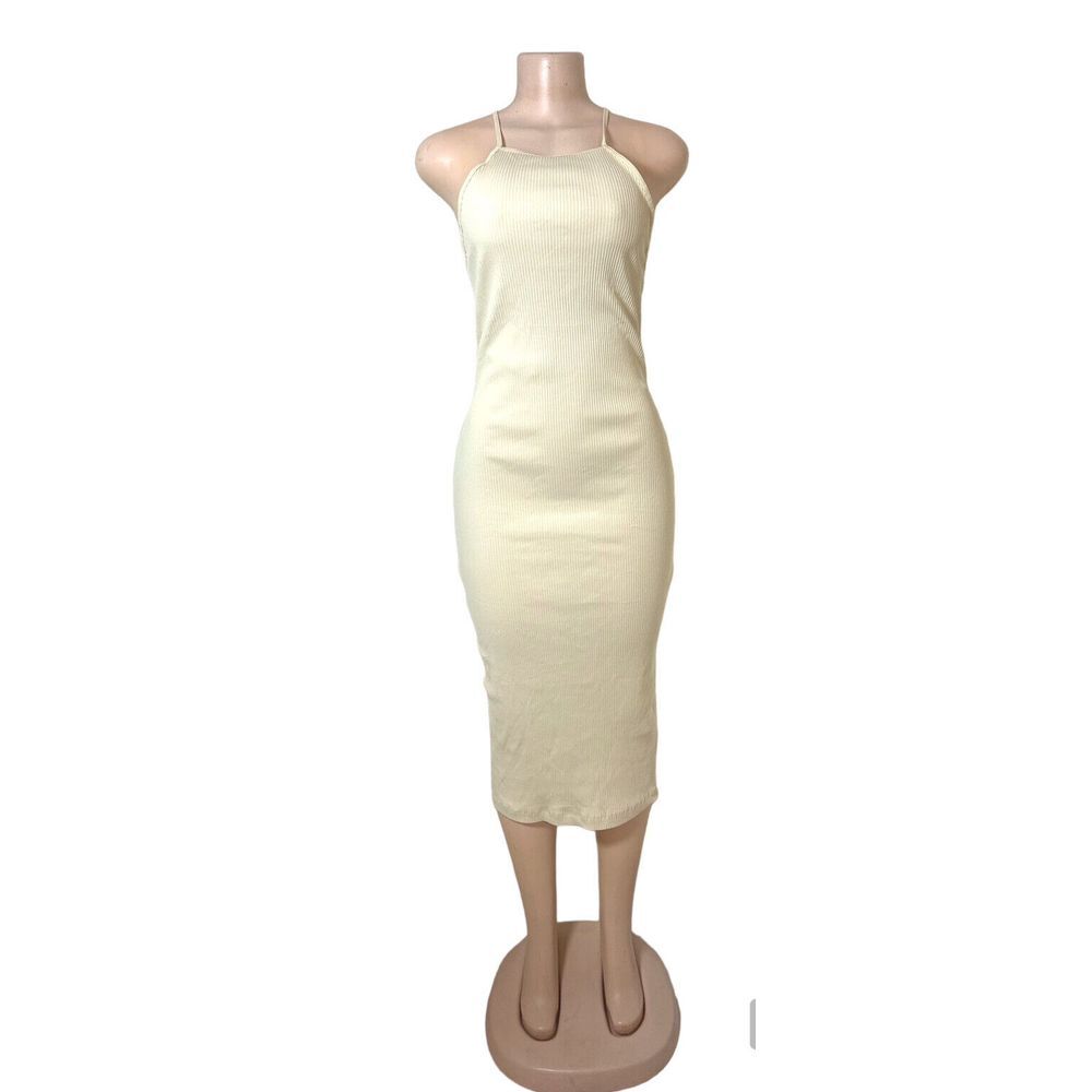 ZARA NWT OFF‎ WHITE RIBBED DRESS / Size M